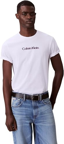 Calvin Klein Uomo T-shirt Maniche Corte Glitched Logo Classic Tee in Cotone, Bianco (Brilliant White), M