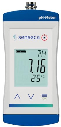 Senseca ECO510 Wasserdichtes pH-Meter ohne Elektrode I Digitales pH Messgerät 0,00-14,00 pH I Made in DE I Beleuchtetes 3-Zeilen-Display I Für Pool, Aquarium, Brunnenwasser, Labor & Wasseranalyse