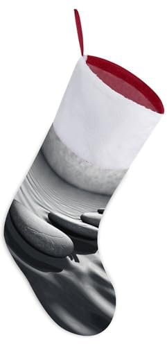 Graue Zen-Steine, Weihnachtsstrümpfe, Weihnachtsbaum-Hängedekoration, große Plüschstrümpfe, klassisch, personalisierbar, Weihnachtsmann-Socken für Weihnachten, Urlaub, Familiendekoration