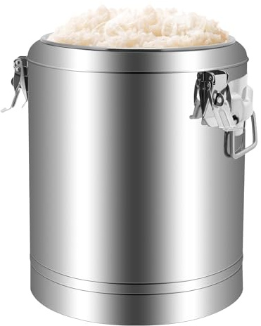 vinnyooc 14L Topf Groß, Edelstahl Nahrungsmittelwärmer, Isolierter Eimer Wärmer mit Deckel, Isolierzeit 8 Stunden für Reisen Cafés Buffets