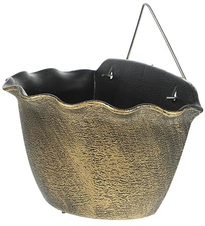 Vintage Hanging Basket Flower Pot Set White Wall Mounted Planter Pots for Deck Railing Troughs and Terrariums with Clear Metal and Golden Accents