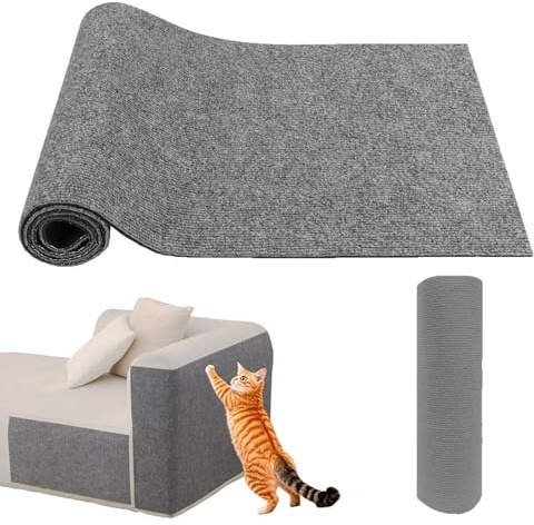 Selbstklebend kratzmatte Katze, 40x200cm DIY Kratzfestes Sofa kratzmatte Katze, Selbstklebend Kratzteppich Wand, Wiederverwendbar kratzteppich (Hellgrau)