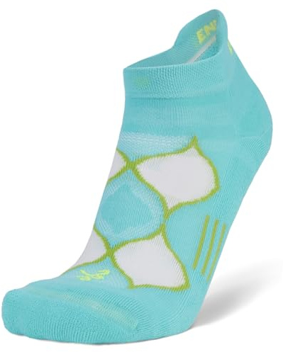Balega Enduro Arch Support Performance No Show atletiska löparstrumpor för kvinnor (1 par) – dämpad, andningsbar, fukttransporterande, sömlös tå, ergonomisk passform, turkos/lime, medium (UK storlek 7