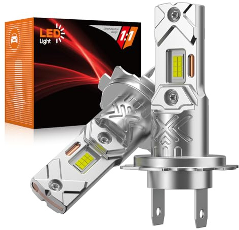 PAERKU Bombillas LED H7 Luz Alta y Baja para Coche, 6500K Blanco Frío 18000LM 600% Más Brillante lampara LED H7, Diseño sin ventilador, 1:1 Tamaño Reemplazo de Halógeno, Plug and Play (Paquete de 2)