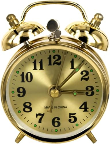 Sveglia vintage, a carica manuale, sveglia ad alto volume, orologio meccanico dorato per camere da letto e soggiorno