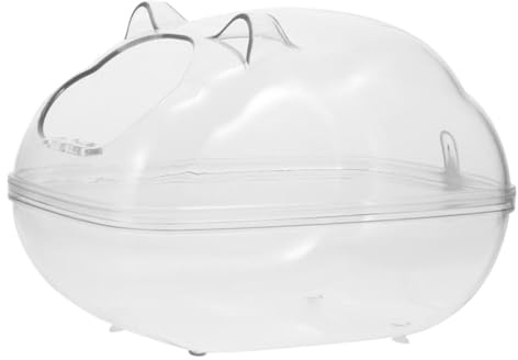 HANABASS Salle de Bain Transparente pour Hamster avec Bac à Sable pour Petits Animaux Toilette pour Lapin Chinchilla et Rat et Facile à Nettoyer Moyenne