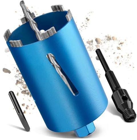 M22 - Punta per trapano a umido e asciutto, lunghezza 200 mm, diametro 110 mm, con adattatore SDS Plus, segmento da 10 mm, corona diamantata Turbo per trapano a nucleo, per calcestruzzo, cemento