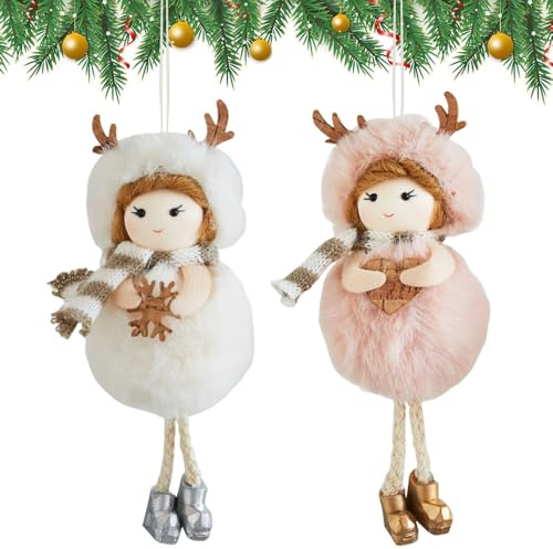JAHEMU Julhänge ängel plysch julgransdekoration juldekoration julgran ängel docka hängande jul dekoration julgransprydnad hängande juldekoration 2 stycken