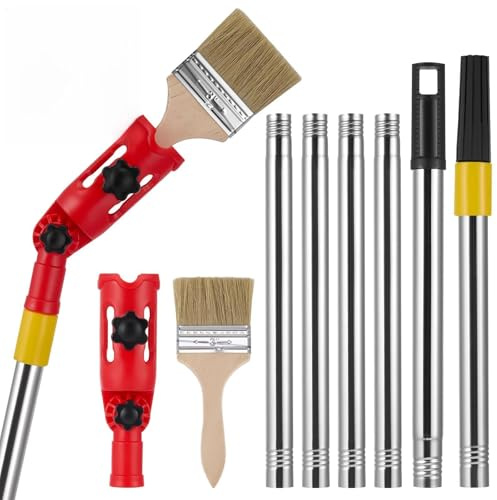 Multi Angle Paint Brush Extender Extension Pole Attachments,1.8M Universal Paint Brush Extender Tool,Professional Paint Roller Extension Pole with Paint Brush fits Most Rollers Brush and Scrapers