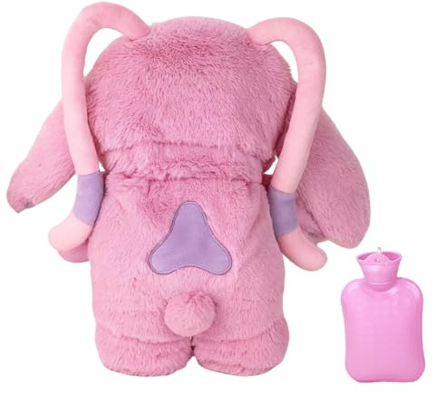SGZIOO Wärmflasche mit Bezug, Cartoon Wärmflasche Kinder, Bnehmbare und Waschbare, Tier 500 ml, Kuscheltier, Auslaufsicher Waschbare Süß für Kinder und Erwachsene, 30cm