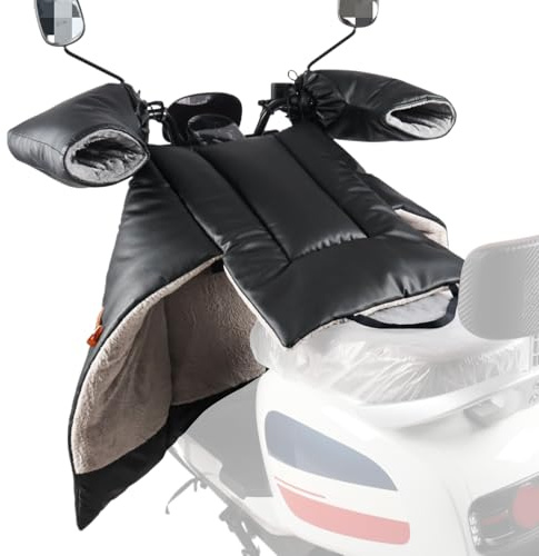 FINEVERNEK Beinschutz für Motorroller, Motorrad beinschutzdecke Roller Winter mit Lenker Handschuhe, Beinabdeckung für Scooter Universal, PU Rollerdecke Wasserdicht, kalt und wasserdicht(schwarz)
