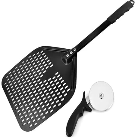 Generico Set Pala Pizza in Alluminio 30×39 cm con Manico in Silicone Antiscivolo + Rotella Tagliapizza in Acciaio – Leggera, Robusta, Facile da Pulire – Ideale per Forni a Gas, Elettrici e a Legna