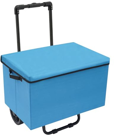 64 l shoppingvagn vikbar, shoppingvagn med 2 hjul, transportvagn med avtagbar shoppingväska och Oxford-tyg, 80 kg lastkapacitet (blå)