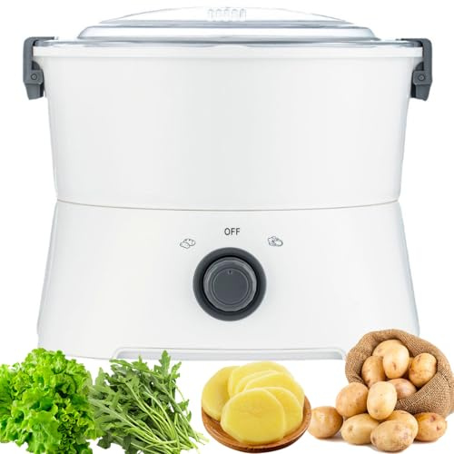 Éplucheur de pommes de terre électrique et essoreuse à salade, éplucheur automatique de fruits et légumes à un seul bouton, 85 W, épluchage et séchage rapides pour pommes de terre