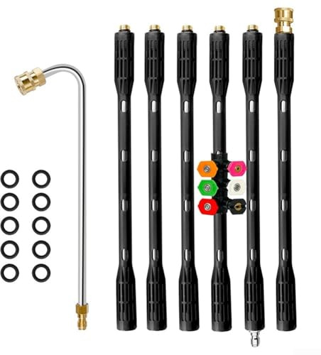Outil de nettoyage de gouttière pour nettoyeur haute pression avec tige télescopique et 6 buses à connexion rapide (lot de 2)