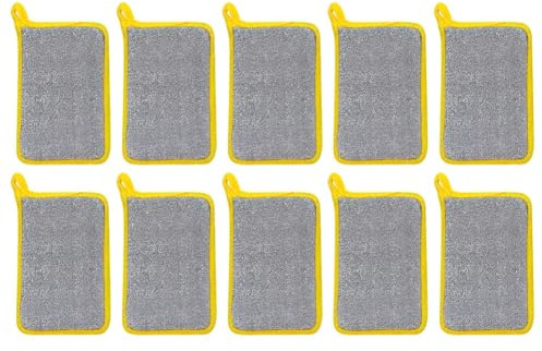 Estropajo de metal reutilizable para cocina, paquete de 10 paños de lana de acero inoxidable, paños de cocina de alambre que no se enredan para ollas, sartenes, platos y utensilios de cocina (A, 10