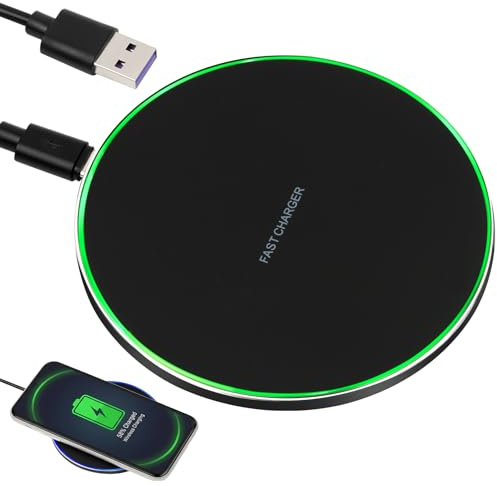 35W Fast Wireless Charger Qi Charging Pad with Indicator Light, Slim Universal Wireless Charging Station with USB-C Cable for iPhone 16/15/14/13/12/XS, Air Pods & Sam sung Galaxy, Black