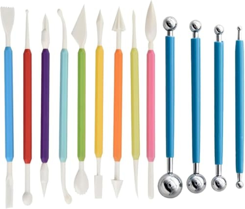 13Pcs Fondant Tools, Cake Decorating Tools | Icing Sugar Clay Tools, Sculpting Cake Modelling Tools, Baking Accessories, DIY Tool Kit
