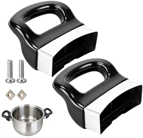 2 Piezas Asa Lateral Baquelita, 1 Agujero, para Olla a Presión, Sartén | Resistente Al Calor, Protección Anti-Escaldaduras, Para Vaporera, Olla Sopera, Autocaravana, 2 Tornillos + 2 Arandelas