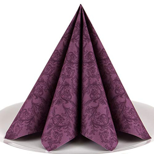Servietten Ornament beere Premium Airlaid, STOFFÄHNLICH | 125 Stück | 40 x 40cm | Hochzeitsserviette | hochwertige edle Serviette für Hochzeit, Geburtstag, Party, Taufe, Kommunion | made in Germany