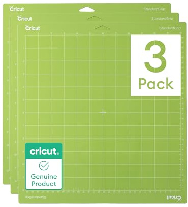 Cricut StandardGrip Machine Mats, 12 x 12, Reusable Cutting Mats for Crafts with Protective Film, Use with Cardstock, Iron On, Vinyl and More, Compatible with Explore & Maker (3 Count), Green