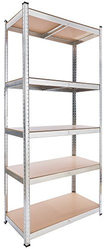AREBOS Étagère Charge Lourde Rangement | 1000 kg | 200 x 90 x 45 cm | 5 étagères | Métal galvanisé et Panneau de Fibre de Bois MDF