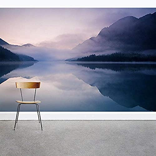 Wallpaper Foggy Mountain Lake Jungle Mural TV Wall Wallpaper Grey Wall Sticker Border self Adhesive Brick Bathroom Silver Bedroom Borders Glitter Kitchen Steamer Rose Gold Purple Blue b-350cm×256cm