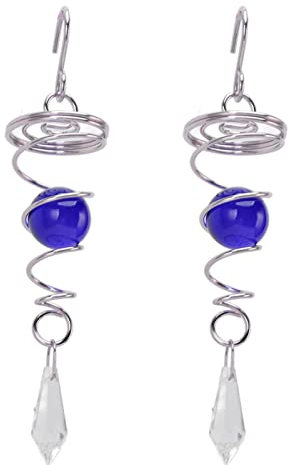 TOPINCN 2 Pieces Gazing Ball Spiral Tail Spiral Tail Decorative Wind Spinner Stabilizer Stainless Steel Spiral Wind Chimes for Indoor Outdoor Decoration(Blue)