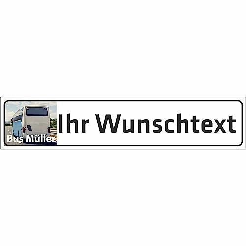 INDIGOS UG - WUNSCHTEXT Schild - 52x11cm - Parkplatzschild Parkplatz - Aluverbundplatte weiß personalisiert Text & Logo - Kennzeichen - Namensschild - Garage Hotel Parkplatz Schule Carport Firma