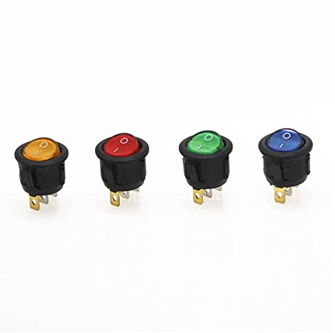 Interrupteur à bascule rond marche/arrêt lumière LED tableau de bord de voiture illuminé tableau de bord Van 12V 220V interrupteur à cercle complet Microswitch (Color : Rot, Size : 220V)