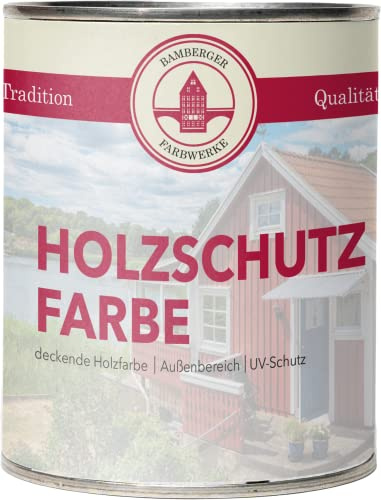 Bamberger Farbwerke Matt Holzschutzfarbe Wetterschutzfarbe Holzfarbe für Außen (750ml, Hellbraun)