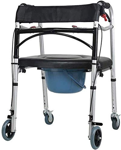 CCYENG Toilettenstuhl Toilettenstühle mit Rädern, Faltbarer Rollator, Duschtransportstuhl Toilettenstuhl für Toilette Duschstuhl mit Rädern Roll-Duschstuhl