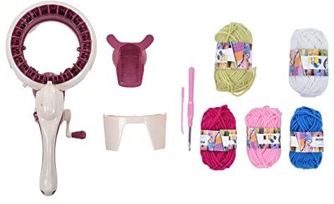 Rundstrickmaschine für mit Nadel und Häkeln, Tragbare Kleine Strickmaschine für Anfänger Zum Selbermachen von Schals, Taschen, Pullovern, Mützen, Einfach zu Bedienen und zu