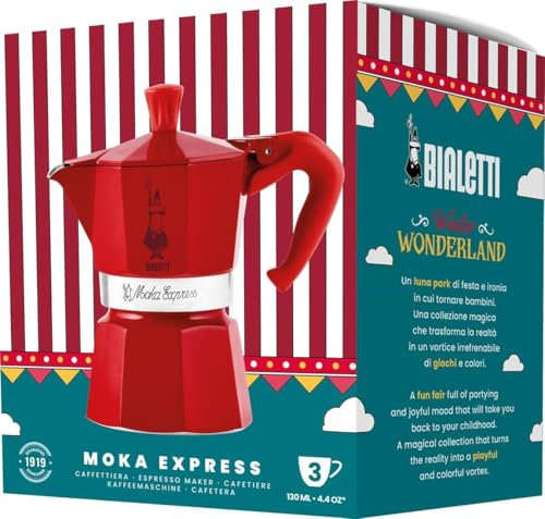 Bialetti Winter Wonderland Italian Coffee Maker Red Silver Aluminium 3 Cups - Brand EAN: 8006363074520