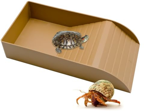 YHSKJCD Tortoise Water Dish, Tortoise Bath Dish, Anti Slip Reptile Water Food Bowls with Ramp, Reptile Feeding Box Dish, Plastic Tortoise Water Bowl for Turtles Horned Frogs and Lizards