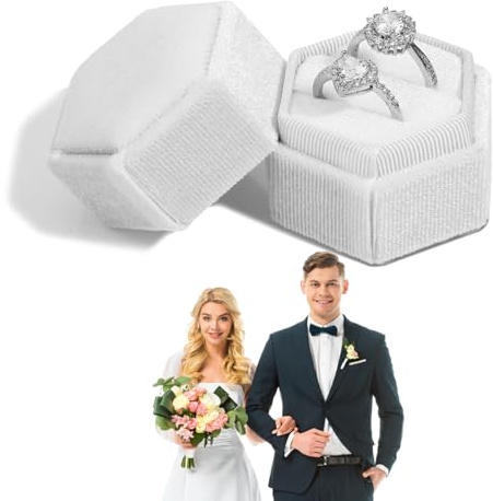 oruola Wedding Ring Box for 2 Rings for Ceremony,Double Ring Box,Elegant Velvet Wedding Rings Holder for Ceremony,Perfect for Engagement and Jewelry Display
