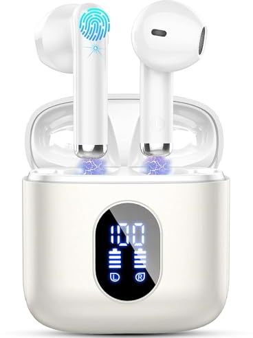 Ecouteurs Bluetooth sans Fil, Écouteurs Bluetooth 5.4 avec HiFi Stéréo Basses Casque, 30H Récréation, 4 ENC Réduction de Bruit Mic, Oreillette Bluetooth Sport IP7 Étanche, Écran LED, pour iOS Android