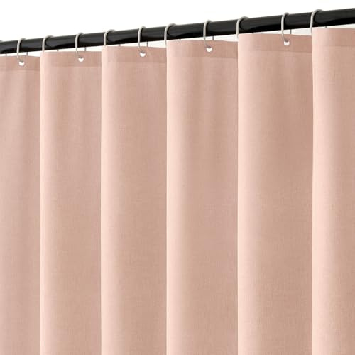 MIULEE Duschvorhang Leinen Texturiert 120 x 200 cm Rosa Anti Schimmel | Schwerer Hotel Luxus Polyester Wasserdicht Duschvorhänge,Shower Curtain Waschbar Stoff Badvorhang für Badezimmer mit 8 Ringe