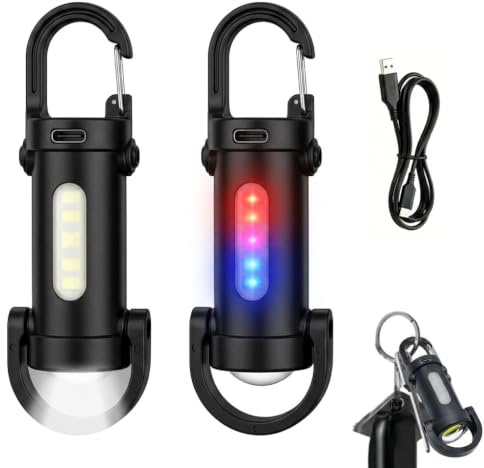 2PCS 1200LM Super Bright Mini Keychain Flashlight, 7 Modes & COB Side Light