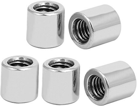 sourcing map Écrou Accouplement Couplage M6 Manchon Filet Rond Connecteur 304 Acier Inox 10.0mm Longueur Paquet de 5