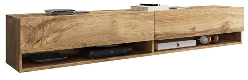 Mirjan24 TV Lowboard Jumbo TV Schrank Fernsehschrank, Grifflose Öffnen, Hängeschrank Hochglanz Matt Wohnwand (Wotan, Modell: 180 / ohne LED Beleuchtung)