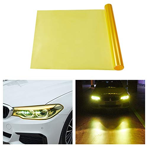 TOMALL 200 x 30 cm Película de vinilo de para faros delanteros de automóviles, tinte de lámpara antiniebla, autoadhesivo, adhesivo deportivo para reequipamiento de automóviles(Amarillo dorado)
