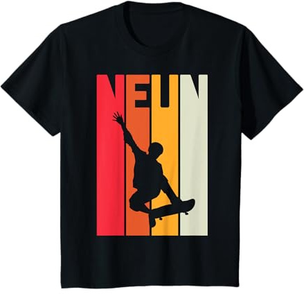 9. Geburtstag Geschenk Jungs Kinder Skater Skateboard Fan T-Shirt