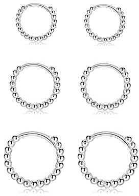 Creolen Silber 925 Ohrringe Rosegold Silber Schwarz Gold Ohrringe set Klein Creolen Helix für Damen Herren Mädchen (8mm/10mm/12mm)