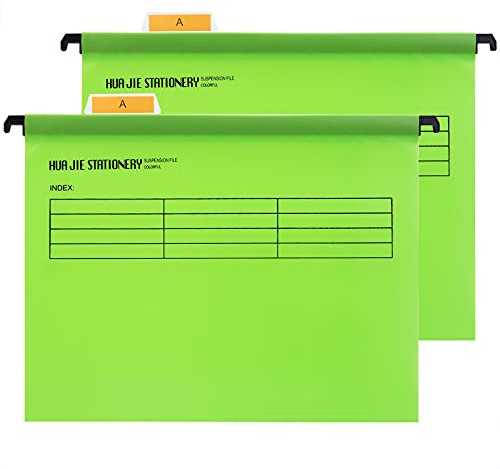 Foolscap - Larga Cartelline sospese in Polipropilene con linguette e inserti in carta, 12 pezzi, Taglia del prodotto: 41 x 25 x 37 cm, colore: Verde