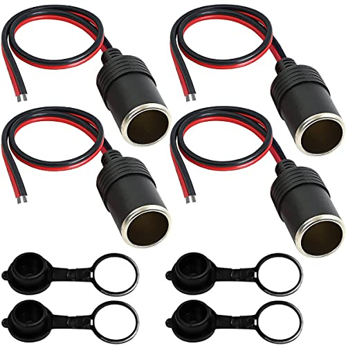 Xiatiaosann KFZ-Zigarettenanzünder, Buchse, 4 Stück KFZ-Ladegerät Power Zigarettenanzünder Buchse Kabel Stecker Adapter, Weibliche Zigarettenanzünder Anzünderbuchse 12V Buchse Netzstecker