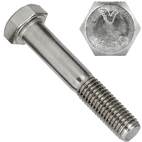 OPIOL QUALITY® Sechskantschrauben mit Schaft DIN 931 / ISO 4014 M8x50 mm aus Edelstahl A2 V2A (1 Stück) Maschinenschraube mit Teilgewinde Schraube Sechskant Maschinenschrauben