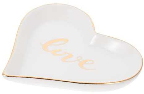 HOMSFOU 1stk Liebe Platte Herz Schmuckschale Ring-organizer-schale Teller in Herzform Herz-schmuck-tablett Servierplatte Obstsalatteller Braut Weiß Keramik Schmuckstücke Nordisch