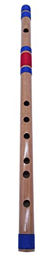 Professional 6 Holes Polished Bamboo Flute - (Indian Flute) With Carry Bag (Scale-C#)