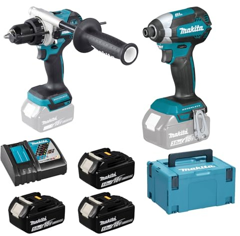 Makita DLX2418TJ Akku-Set, 18 V, DHP486 • DTD153 • 3 x BL1850B • DC18RC • MAKPAC